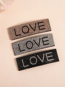 3pcs Rhinestone Letter Decor Hair Clip - Multicolor - View 4