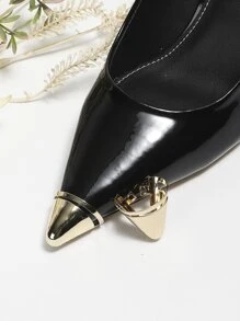 2pcs Women Copper Alloy Shoes Accessories, Cone Design Shoe Decoration For Pumps