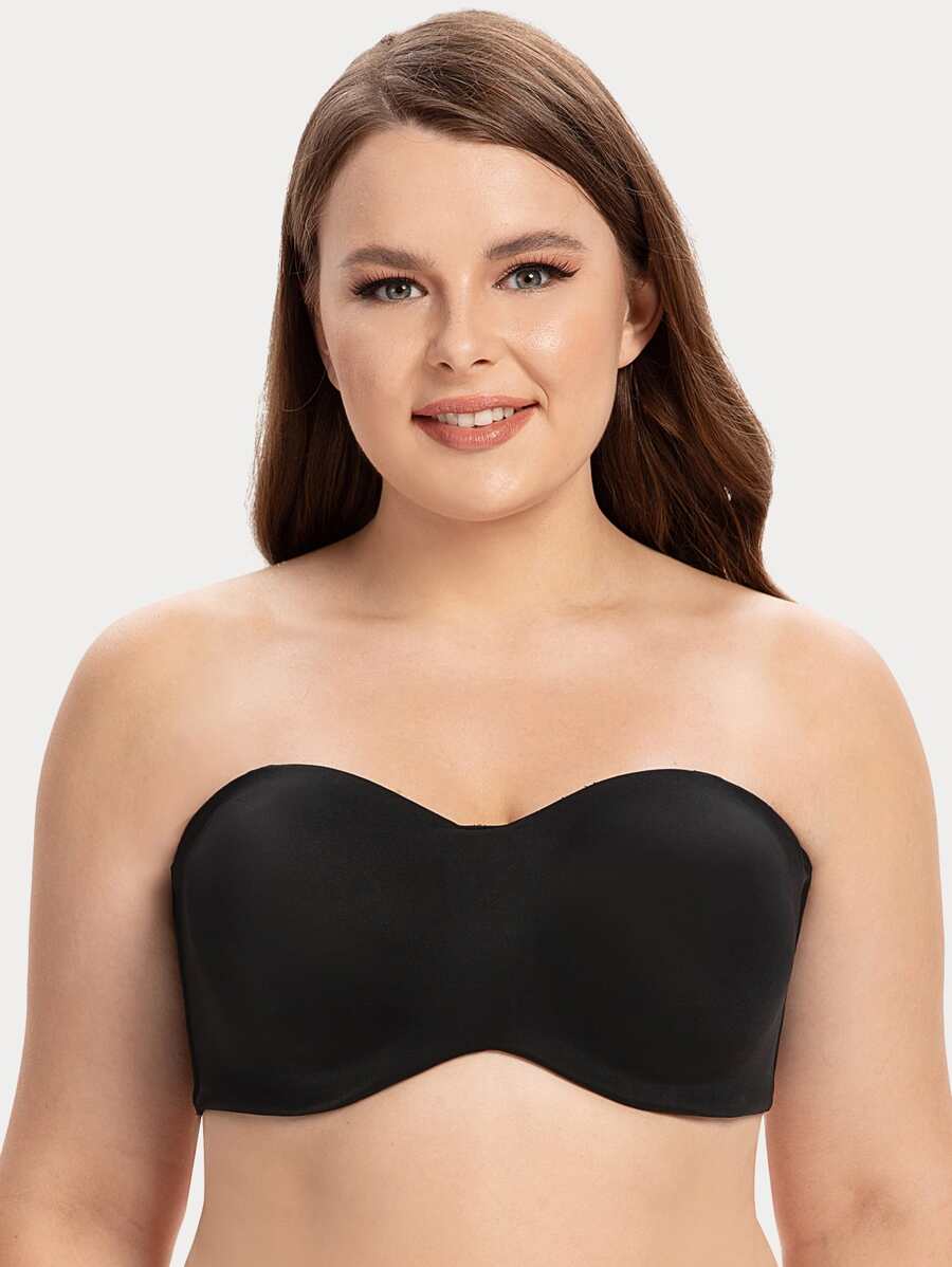 Plus Minimizer Bandeau Solid Strapless Bra