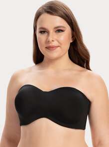Plus Minimizer Bandeau Solid Strapless Bra