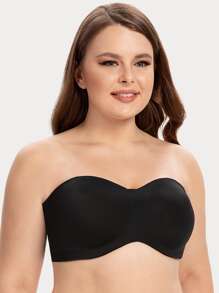 Plus Minimizer Bandeau Solid Strapless Bra