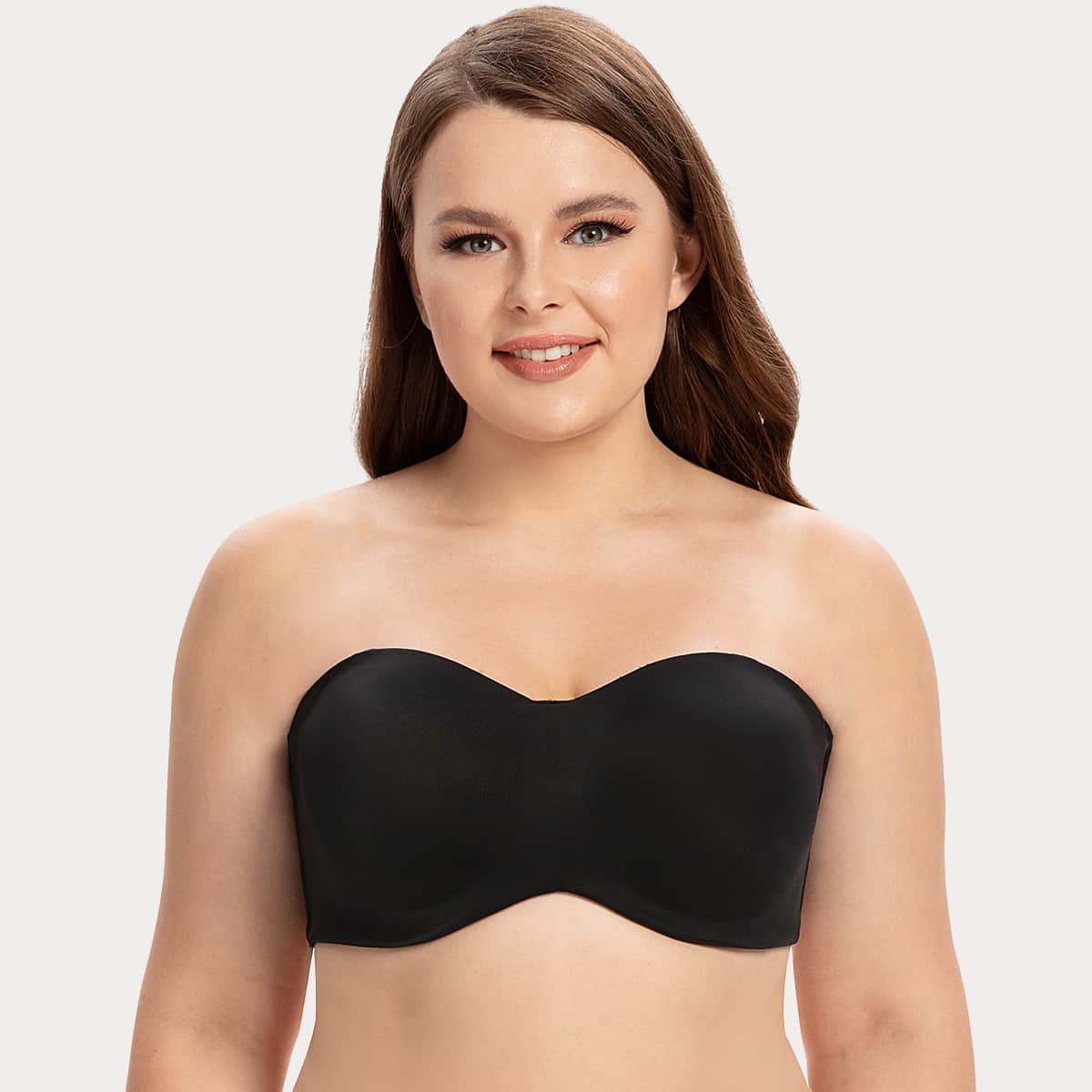 Sujetador sin tirantes para mujeres, adecuado para busto grande, diseño sin costuras tipo bandeau con aros, que estiliza la figura