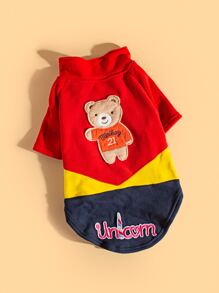 1入組卡通小熊貼布寵物外套 - 紅色 - 查看 3