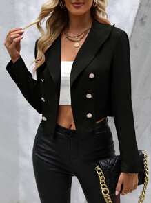 Chiquease 雙排釦短版西裝 - 黑色 - 查看 3