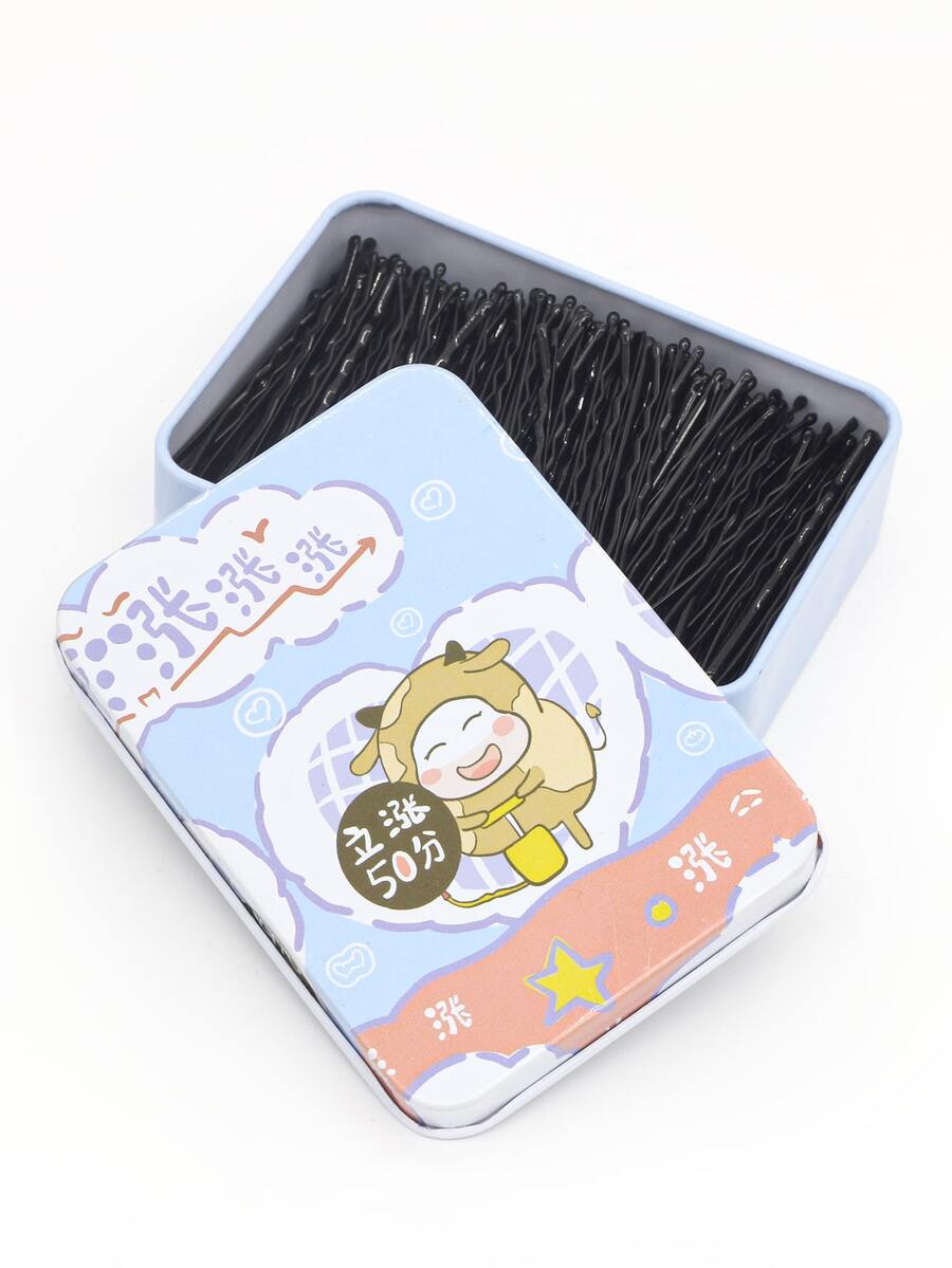 100 件百搭简约极简主义发夹 - 黑色 - 查看 1