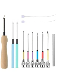 12 Cái/bộ Kim Thép Không Gỉ & Đầu Kim & Bộ Tay Cầm, Kim Tối Giản Để May Vá - Nhiều màu - Xem 1