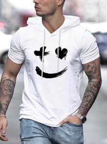 Manfinity Homme Áo thun nam vừa vặn tay áo ngắn Graphic Tee giản dị vui nhộn mùa hè đan hàng đầu - trắng - Xem 1