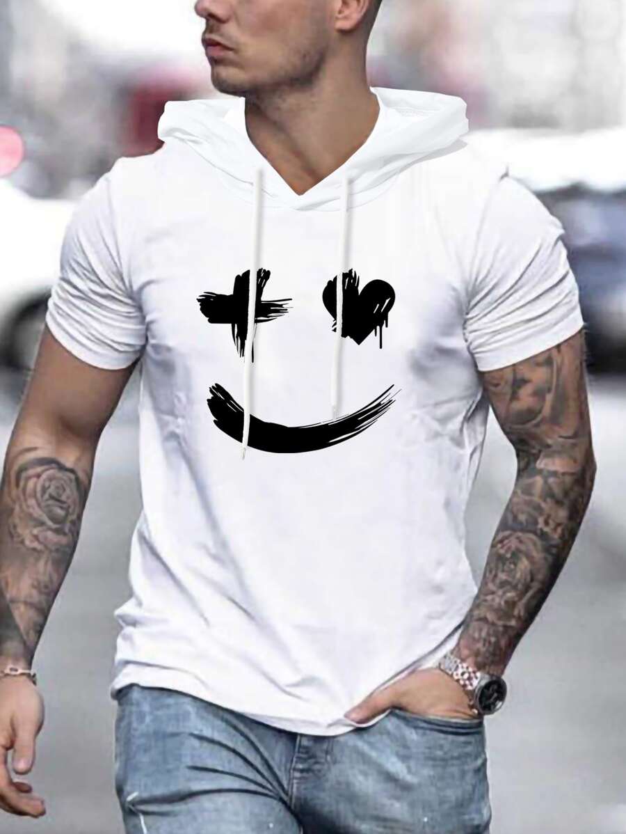 Manfinity Homme Áo thun nam vừa vặn tay áo ngắn Graphic Tee giản dị vui nhộn mùa hè đan hàng đầu - trắng - Xem 1