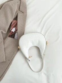 Crocodile Embossed Hobo Bag - White - View 5