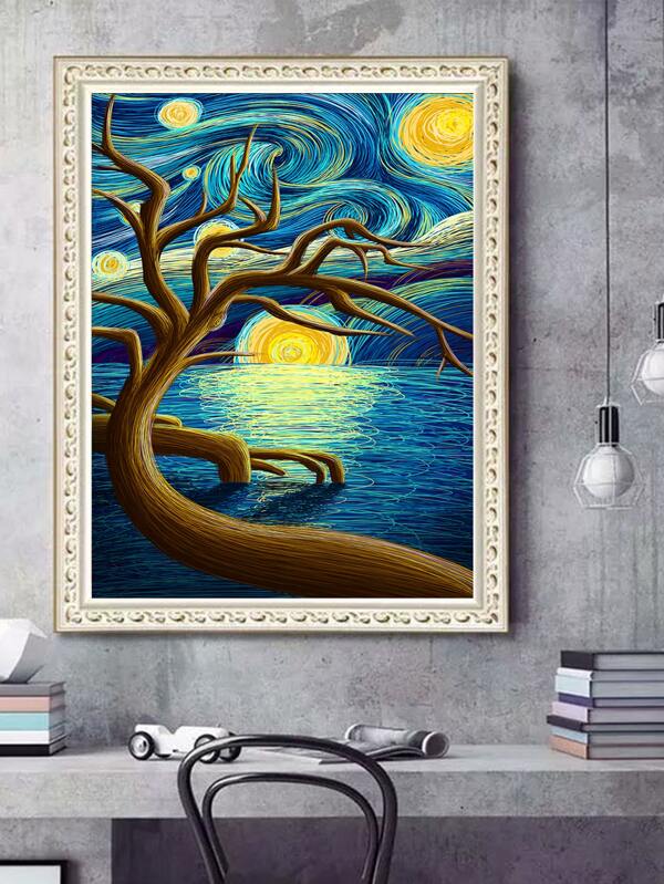 1set PMMA DIY Diamond Painting, Modern Tree Pattern DIY Diamond Unframed Painting For Home