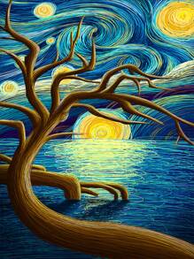 1set PMMA DIY Diamond Painting, Modern Tree Pattern DIY Diamond Unframed Painting For Home