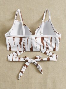 SHEIN Swim Curve Plus Tie Dye Wrap Push Up Bikini Top - Multicolor - View 2