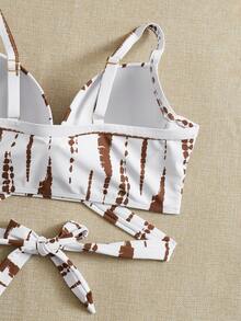 SHEIN Swim Curve Plus Tie Dye Wrap Push Up Bikini Top - Multicolor - View 4