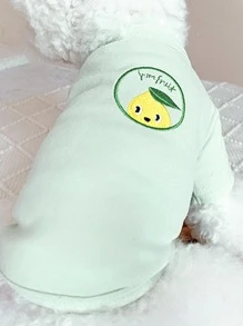 1pc Cartoon Fruit Embroidered Pet Tee - Multicolor - View 4