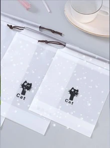 3pcs Cat Print Travel Storage Bag - White - View 3