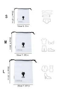 3pcs Cat Print Travel Storage Bag - White - View 6