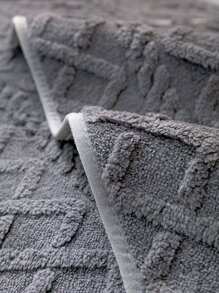 1pc Geometric Pattern Sofa Towel, Tufted Soft Warm Sofa Pad For Winter - Dark Grey - View 6