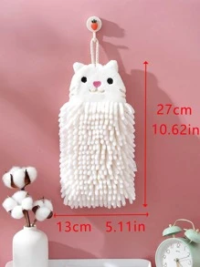 1pc Cartoon Cat Embroidered Washcloth - Beige - View 2