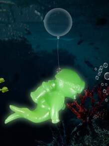 1pc Random Color Night Glowing Diver Shaped Floating Ball For Aquarium Decoration