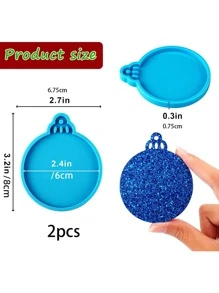 2pcs Christmas Round DIY Silicone Mold - Blue - View 5