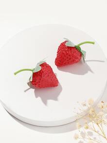 2pcs Strawberry Decor Hair Clip - Multicolor - View 3