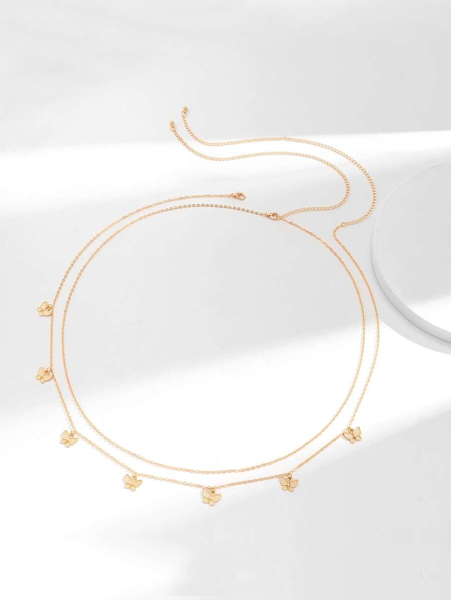 Butterfly Charm Chain Belt - Gold - View 1