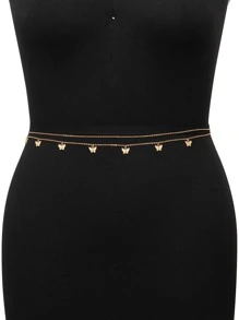 Butterfly Charm Chain Belt - Gold - View 2