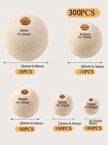 300pcs DIY Wooden Bead - Apricot - View 6