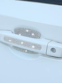 2pcs Rhinestone Decor Car Door Handle Sticker - Multicolor - View 1