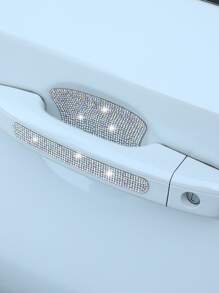 2pcs Rhinestone Decor Car Door Handle Sticker - Multicolor - View 2