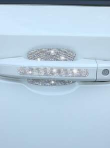 2pcs Rhinestone Decor Car Door Handle Sticker - Multicolor - View 3