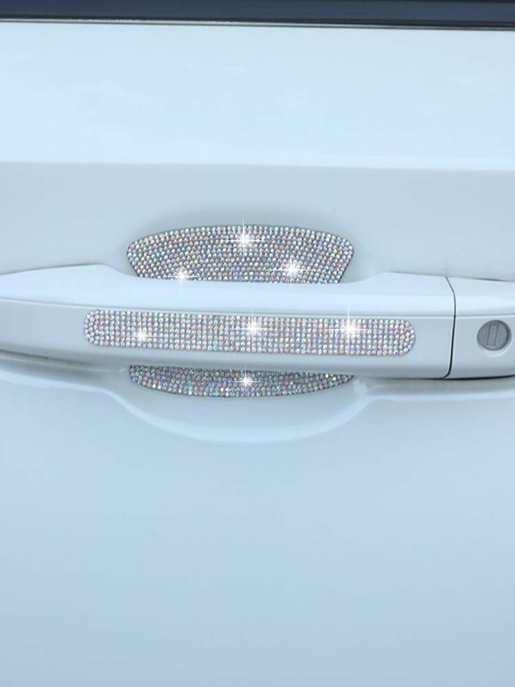 2pcs Rhinestone Decor Car Door Handle Sticker - Multicolor - View 3