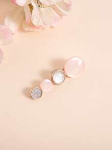 圓形裝飾鴨嘴夾 - 淺粉色 - 查看 1