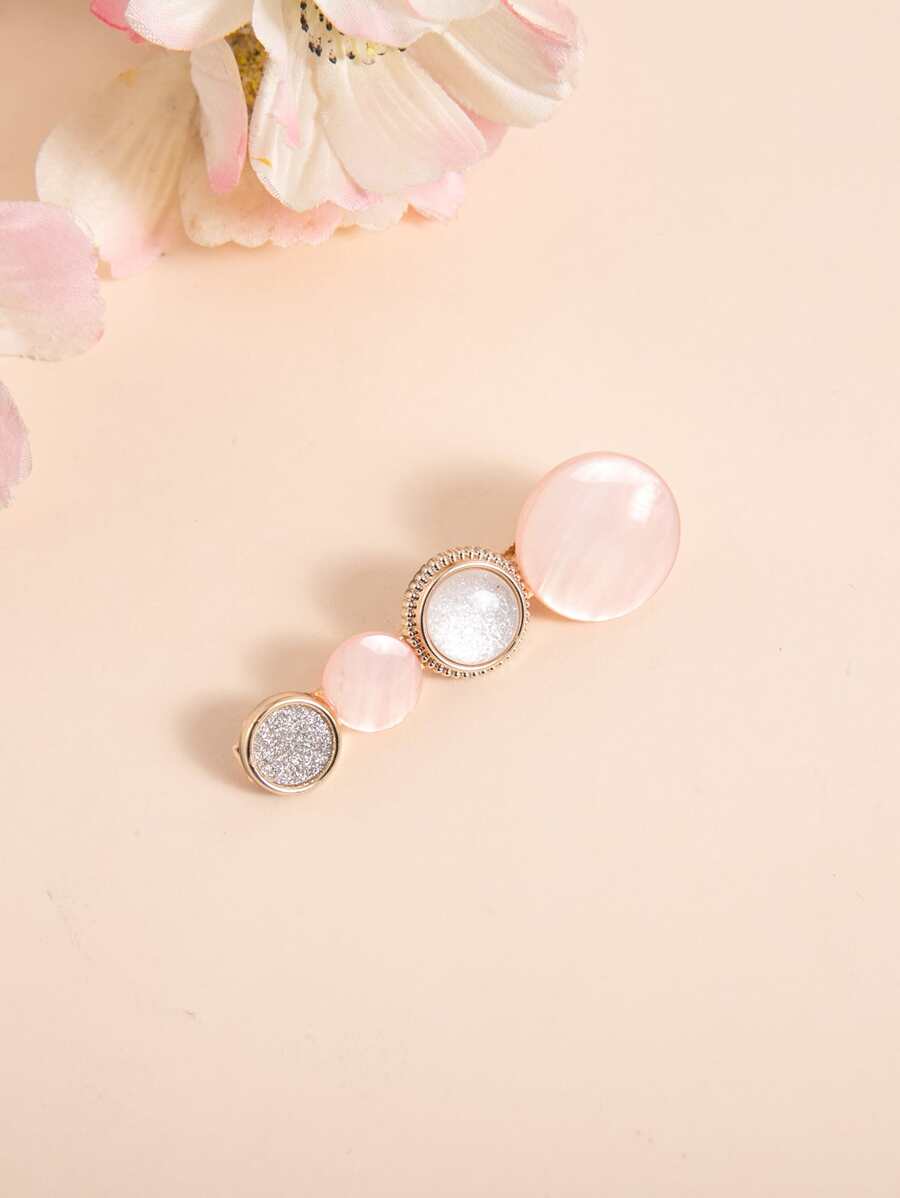 圓形裝飾鴨嘴夾 - 淺粉色 - 查看 1