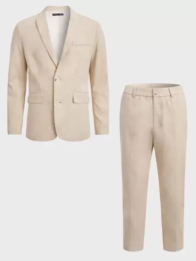 Manfinity NiteLyfe Hombres Pantalones con blazer unicolor con botón