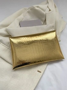 金屬質感鱷魚壓紋翻蓋方包