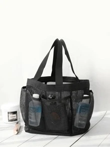 1pc Mesh Bag Handbags Shower Caddy Portable For College Dorm Large Bathroom Tote Bag With Multi Pockets Shower Portable Bag For Travel Storage Bag, Makeup Bag, Cosmetic Bag, Vacation Organizer, Large Capacity Makeup Organizer Makeup Case, For Lipstick, Brush, Skincare, Mobile Phone, Coin, Small Items, For Home, Gift, Vacation And Festival Halloween Christmas Multifunctional Use,Boho Vibes,For Holiday Beach, Bathroom Collection, Bedroom Collection, Large Capacity