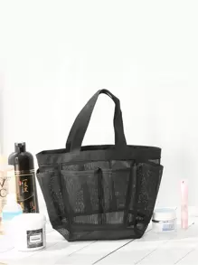 1pc Mesh Bag Handbags Shower Caddy Portable For College Dorm Large Bathroom Tote Bag With Multi Pockets Shower Portable Bag For Travel Storage Bag, Makeup Bag, Cosmetic Bag, Vacation Organizer, Large Capacity Makeup Organizer Makeup Case, For Lipstick, Brush, Skincare, Mobile Phone, Coin, Small Items, For Home, Gift, Vacation And Festival Halloween Christmas Multifunctional Use,Boho Vibes,For Holiday Beach, Bathroom Collection, Bedroom Collection, Large Capacity