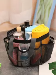 1pc Mesh Bag Handbags Shower Caddy Portable For College Dorm Large Bathroom Tote Bag With Multi Pockets Shower Portable Bag For Travel Storage Bag, Makeup Bag, Cosmetic Bag, Vacation Organizer, Large Capacity Makeup Organizer Makeup Case, For Lipstick, Brush, Skincare, Mobile Phone, Coin, Small Items, For Home, Gift, Vacation And Festival Halloween Christmas Multifunctional Use,Boho Vibes,For Holiday Beach, Bathroom Collection, Bedroom Collection, Large Capacity