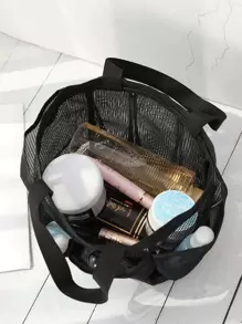 1pc Mesh Bag Handbags Shower Caddy Portable For College Dorm Large Bathroom Tote Bag With Multi Pockets Shower Portable Bag For Travel Storage Bag, Makeup Bag, Cosmetic Bag, Vacation Organizer, Large Capacity Makeup Organizer Makeup Case, For Lipstick, Brush, Skincare, Mobile Phone, Coin, Small Items, For Home, Gift, Vacation And Festival Halloween Christmas Multifunctional Use,Boho Vibes,For Holiday Beach, Bathroom Collection, Bedroom Collection, Large Capacity