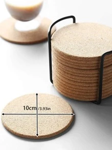 1pc Round Wooden Coaster - Khaki - View 2