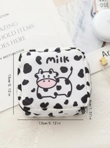 1pc Cartoon Cow Print Random Sanitary Napkin Storage Bag, Cute Sanitary Napkin Pocket For Travel - Multicolor - View 6