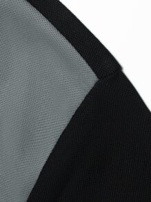 Manfinity Homme Hombres Camisa polo panel en contraste - Negro - Ver 6