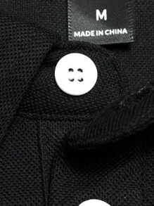 Manfinity Homme Hombres Camisa polo panel en contraste - Negro - Ver 7