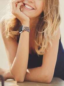 Double Chain Style Apple Watch Band - Silver - View 5