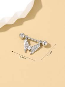 Anillo de pezón zirconia cúbica con diseño de mariposa - Plateado - Ver 4