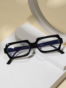 Unisex Rectangular Plastic Small Frame Black Eyeglasses, Computer/Gaming/TV/Phone Glasses, Light Glasses, Fashion Optical Glasses Frame - Black - View 3