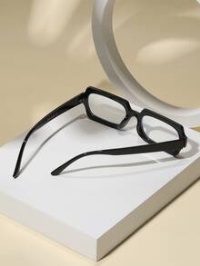 Unisex Rectangular Plastic Small Frame Black Eyeglasses, Computer/Gaming/TV/Phone Glasses, Light Glasses, Fashion Optical Glasses Frame - Black - View 4