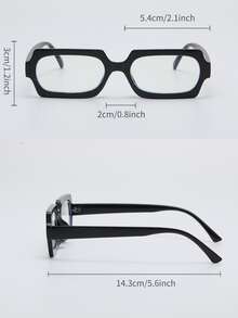Unisex Rectangular Plastic Small Frame Black Eyeglasses, Computer/Gaming/TV/Phone Glasses, Light Glasses, Fashion Optical Glasses Frame - Black - View 6