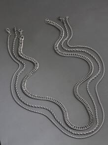 Thời Trang Và Phổ Biến 3 Cái/bộ Nam Dây Chuyền Tối Giản Vòng Cổ Hợp Kim Cho Món Quà Trang Sức Và Cho Vẻ Ngoài Phong Cách - Bạc - Xem 2